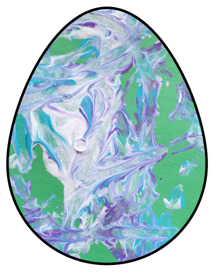Green Easter egg painted with swirls