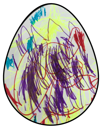 Easter egg with child's scribbles