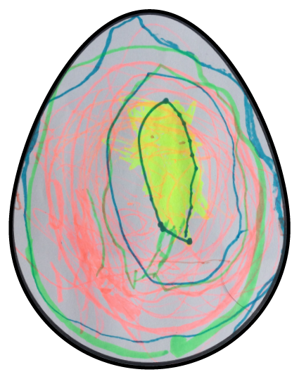 Easter egg with child's drawing