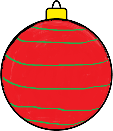 red Christmas tree bauble with green stripes