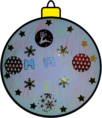 Christmas tree bauble with colourful stars and snowflakes