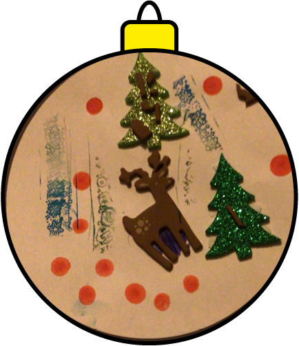 Christmas tree bauble with reindeer and Christmas tree