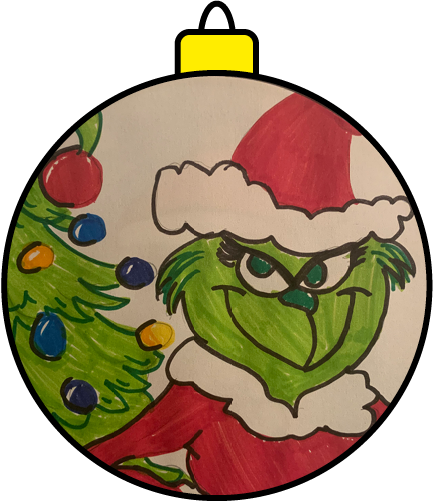 Christmas tree bauble featuring the Grinch