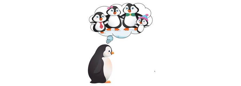 Penguin dreaming of family