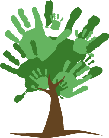 Slough Children First tree logo with the branches of the tree being made up of hand prints